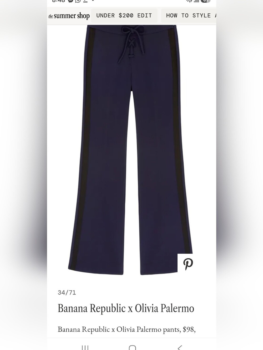 Banana Republic × Olivia Palermo Navy Flare Trousers | Racer Stripe | Lace Up 12